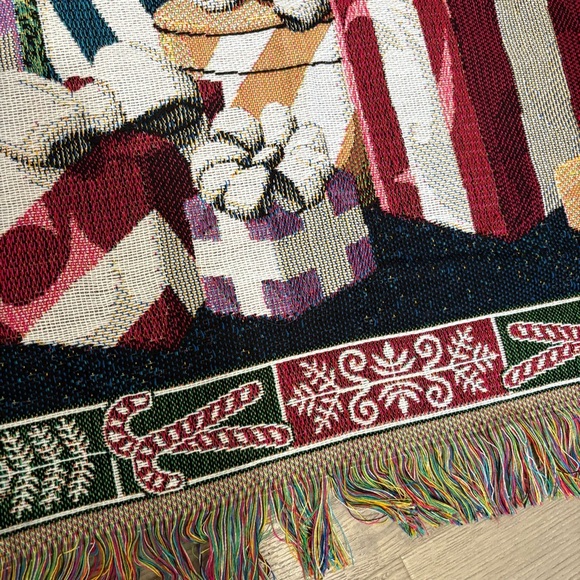 Crown Crafts Holiday Tapestry Throw Blanket Christmas Tree 49 x 58 USA Made - Picture 6 of 10